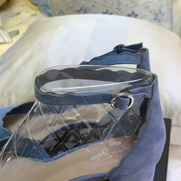 Lord & Taylor Blue Scalloped Ankle Strap Heels - Picture 5 of 8